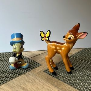 LAST CHANCE*Set of #2 Disney Jiminy  Cricket & Bambi porcelain Figurines